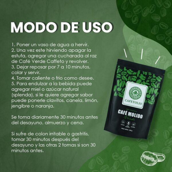 Café Verde CAFETOLIO 350 Grs puro